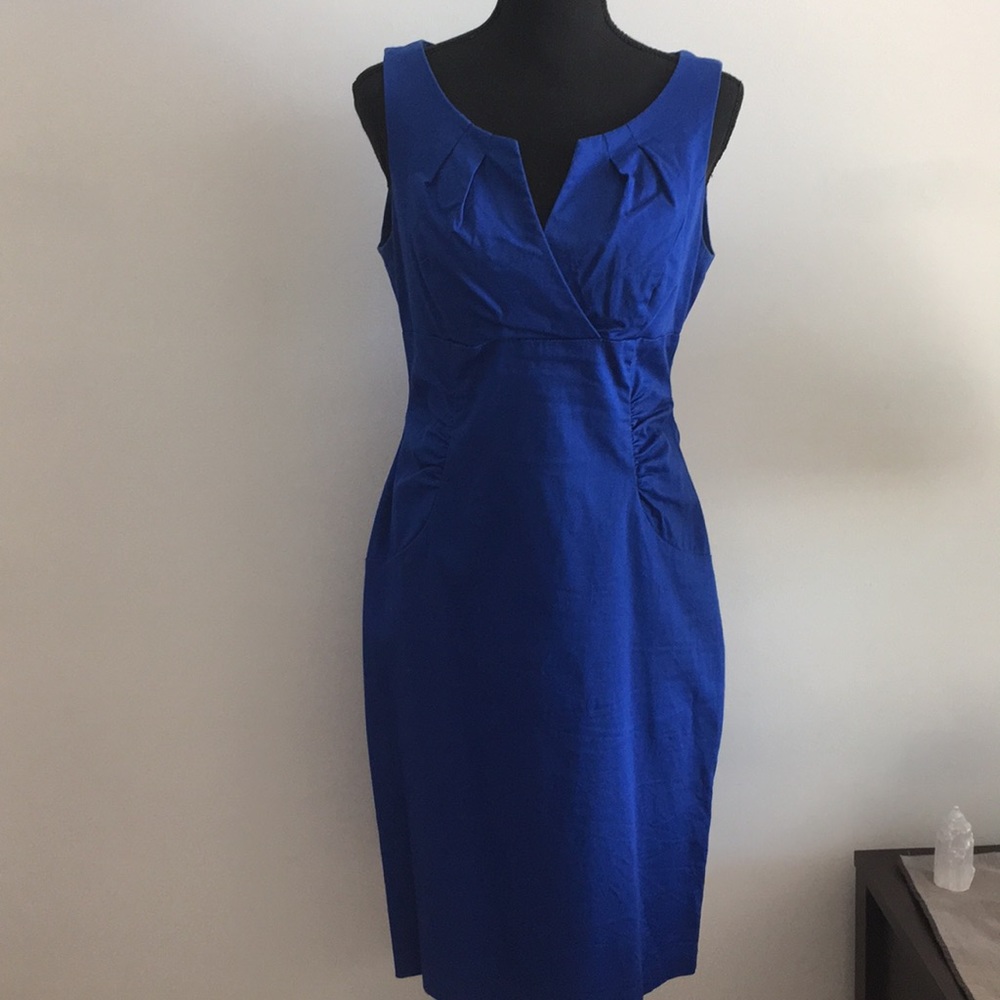 Vivid blue, stretch knit dress